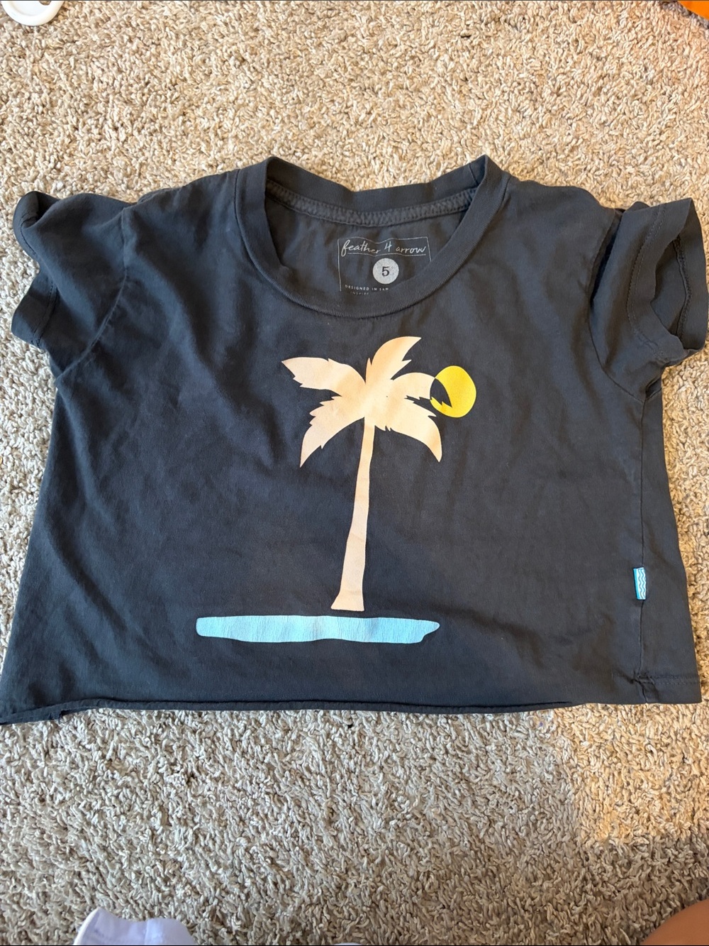 Girls' Black Palm Tree Graphic Tee by Scout + Bean - Yellow & Light Blue